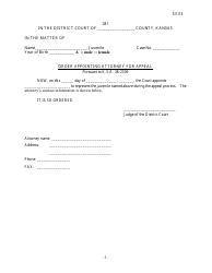 Document preview: Form 381 Order Appointing Attorney for Appeal - Kansas