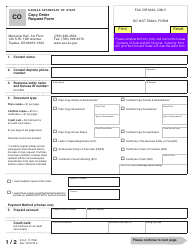 Document preview: Form CO Copy Order Request Form - Kansas