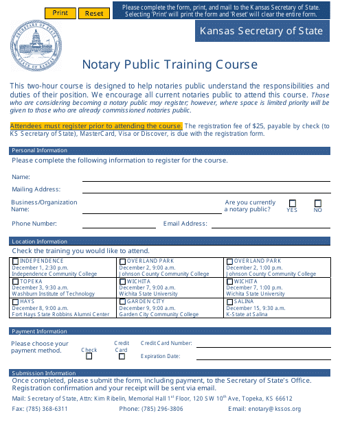 Notary Public Training Course - Kansas Download Pdf