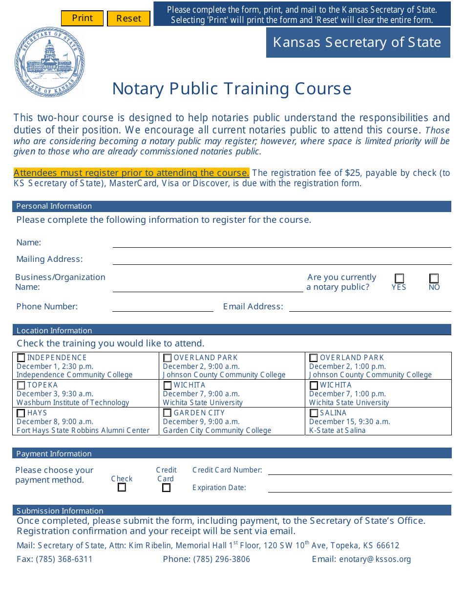 Kansas Notary Public Training Course Fill Out, Sign Online and