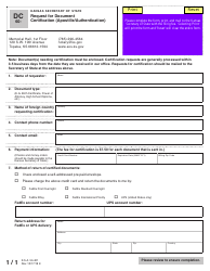 Document preview: Form DC60 Request for Document Certification (Apostille/Authentication) - Kansas