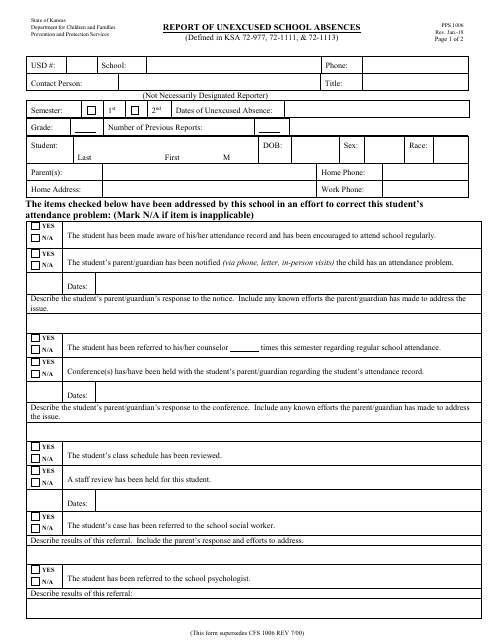 Form PPS1006  Printable Pdf