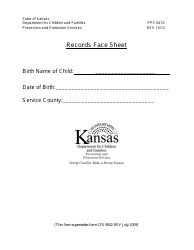 Document preview: Form PPS0410 Records Face Sheet - Kansas