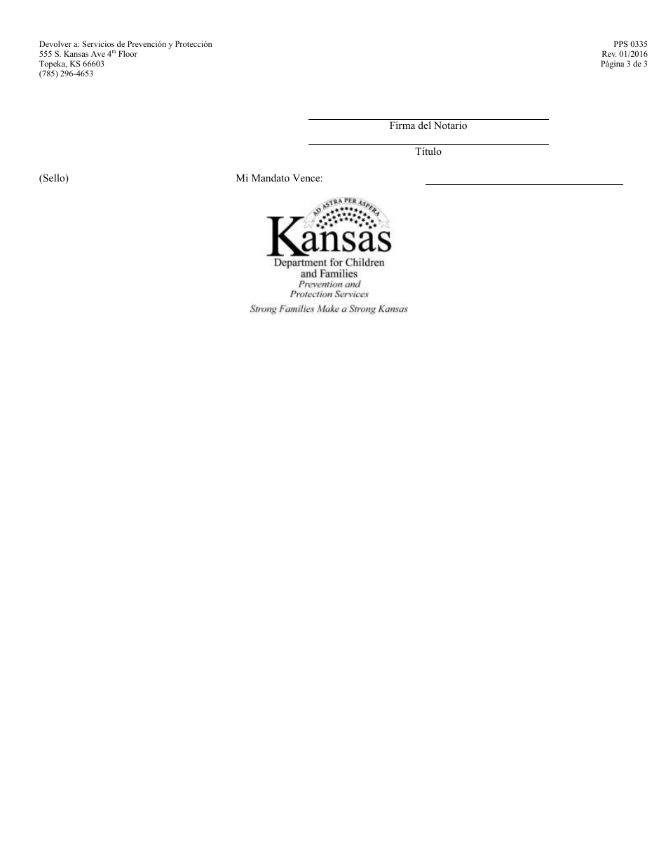 Formulario PPS0335 Padre Biologico Que Solicita Ponerse En Contacto Con Adulto Adoptado - Kansas (Spanish), Page 3