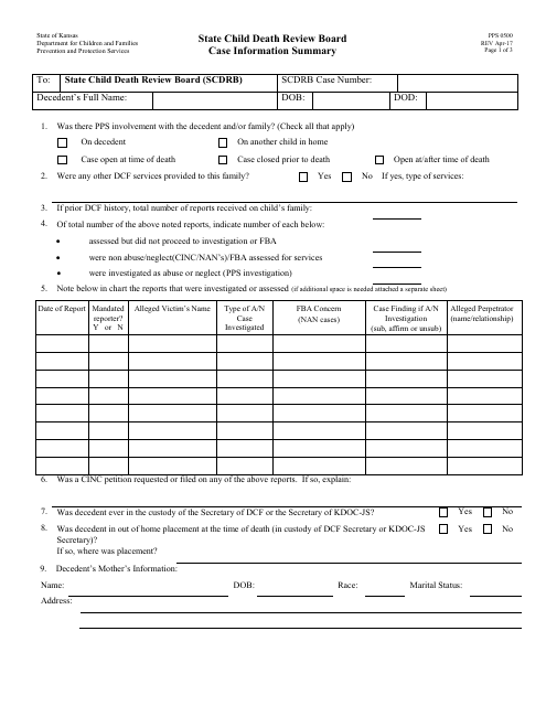 Form PPS0500  Printable Pdf