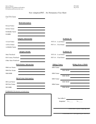 Document preview: Form PPS0400 New Adoption/Prt - No Permanence Face Sheet - Kansas