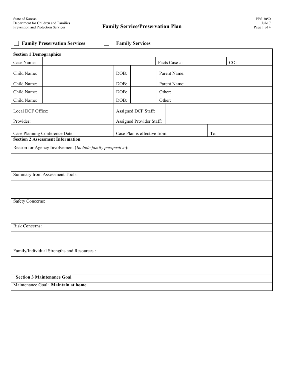 Form PPS3050 - Fill Out, Sign Online and Download Printable PDF, Kansas ...