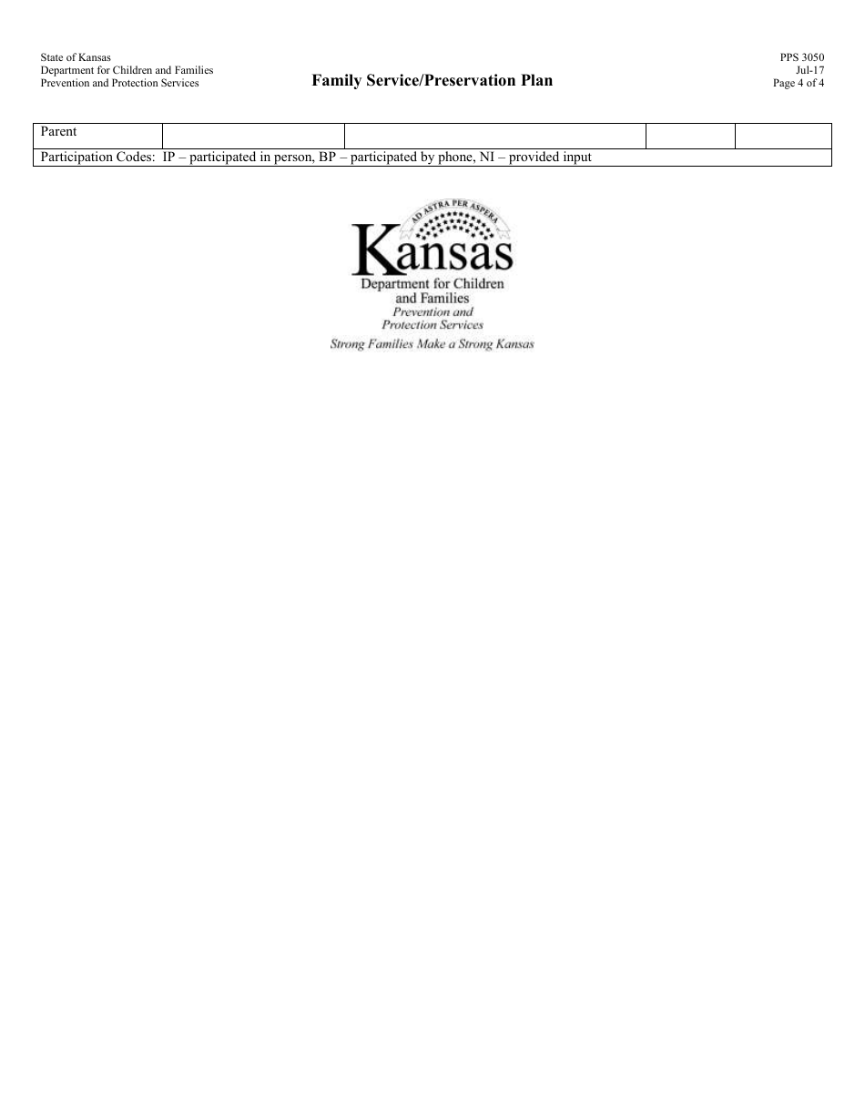 Form PPS3050 Family Service / Preservation Plan - Kansas, Page 4