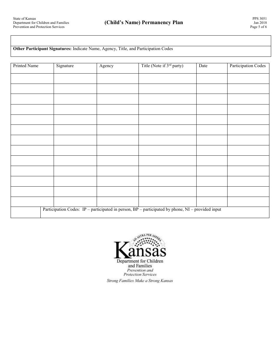 Form PPS3051 (Childs Name) Permanency Plan - Kansas, Page 5