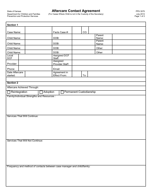 Form PPS3070 Download Printable PDF or Fill Online Aftercare Contact ...