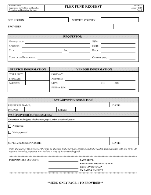 Form PPS4007 Flex Fund Request - Kansas