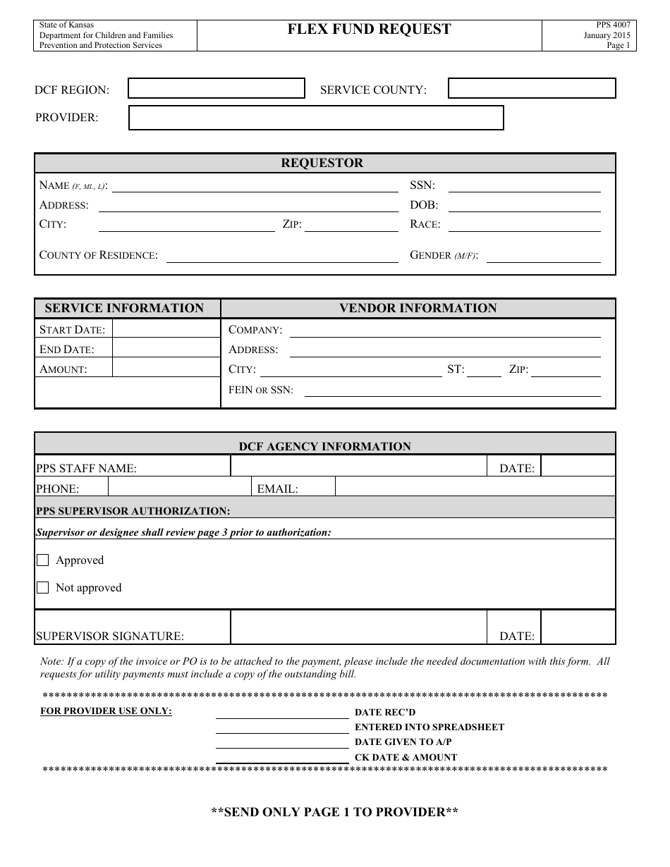 Form PPS4007 Flex Fund Request - Kansas, Page 1