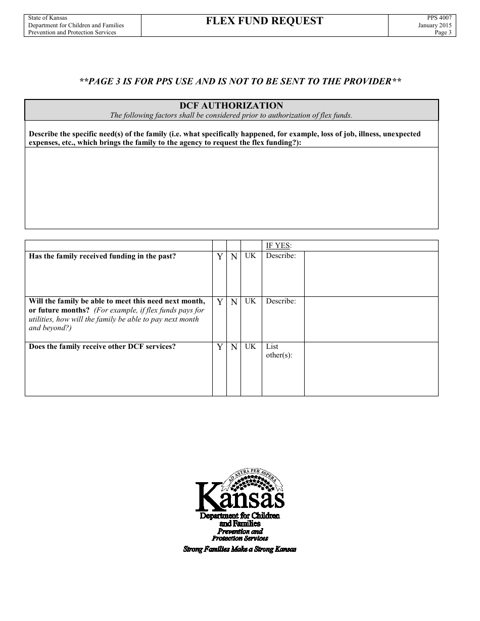Form PPS4007 Flex Fund Request - Kansas, Page 3