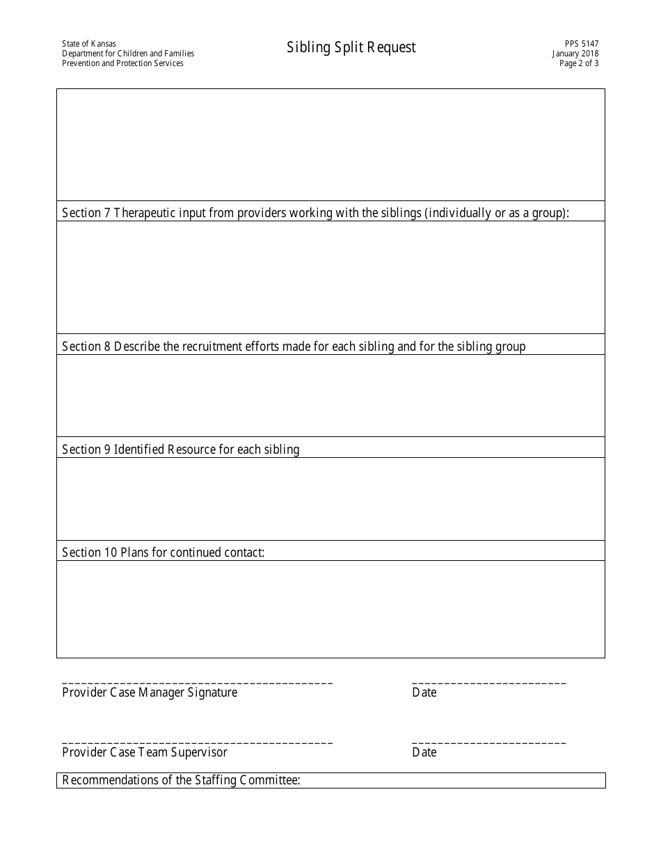 Form PPS5147 Sibling Split Request - Kansas, Page 2