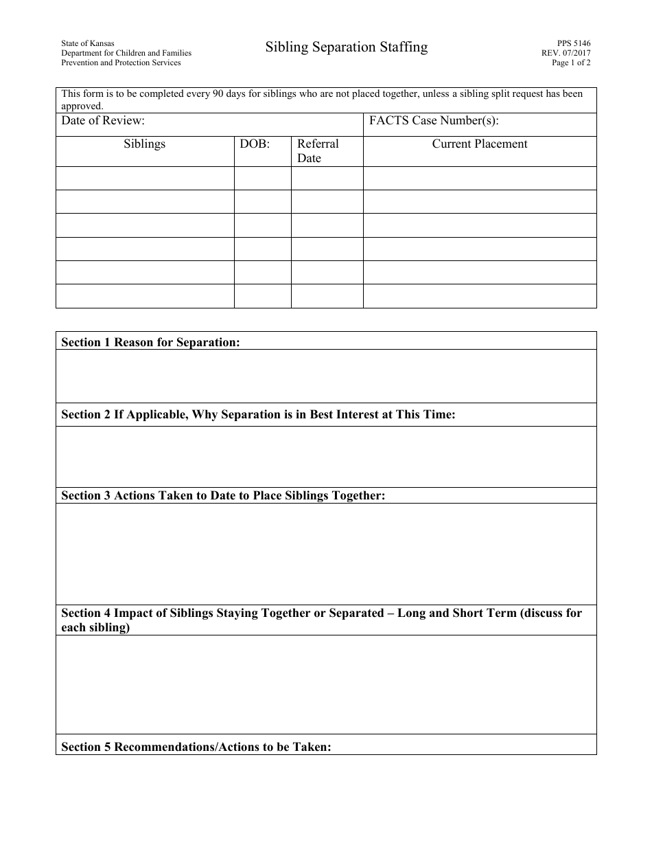 Form PPS5146 - Fill Out, Sign Online and Download Printable PDF, Kansas ...