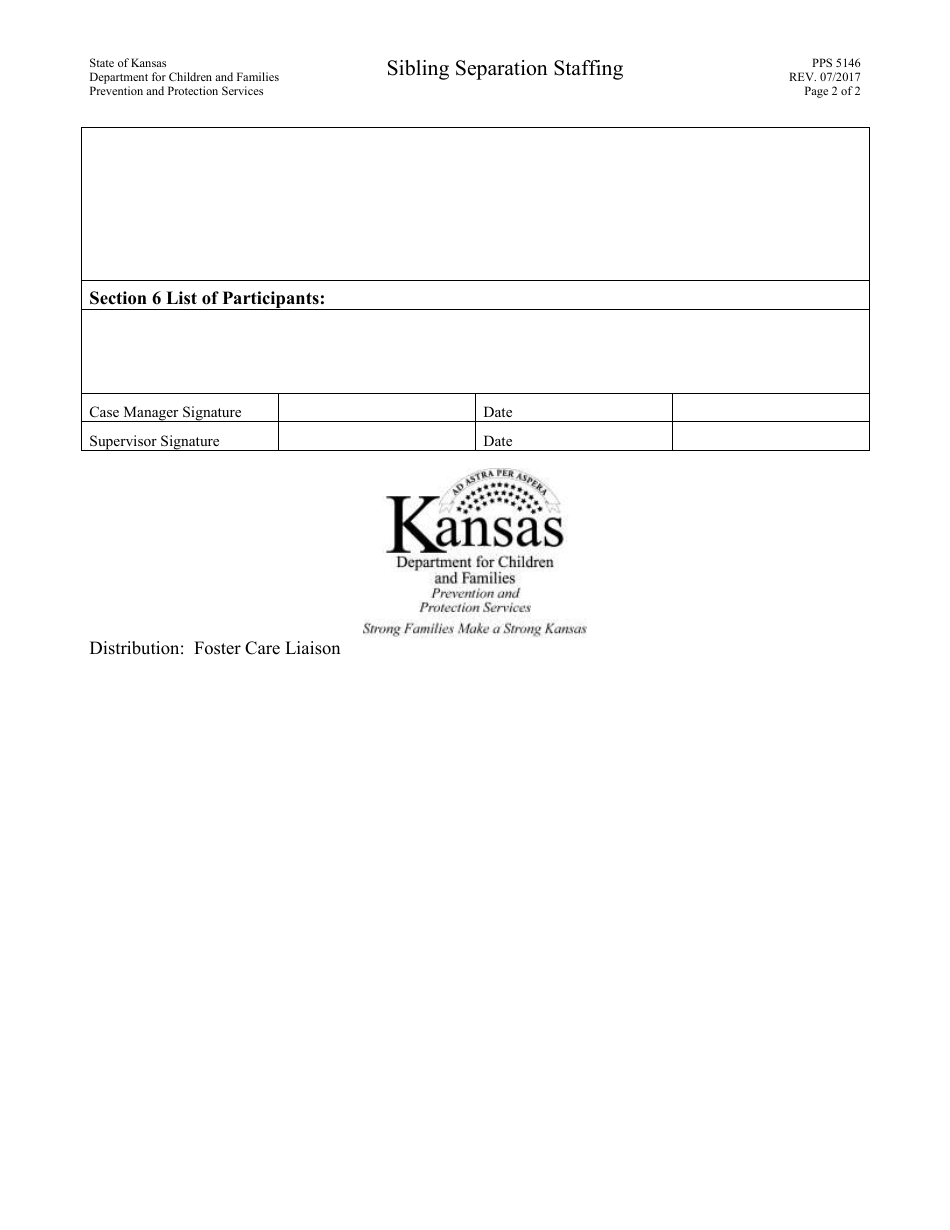 Form PPS5146 Sibling Separation Staffing - Kansas, Page 2