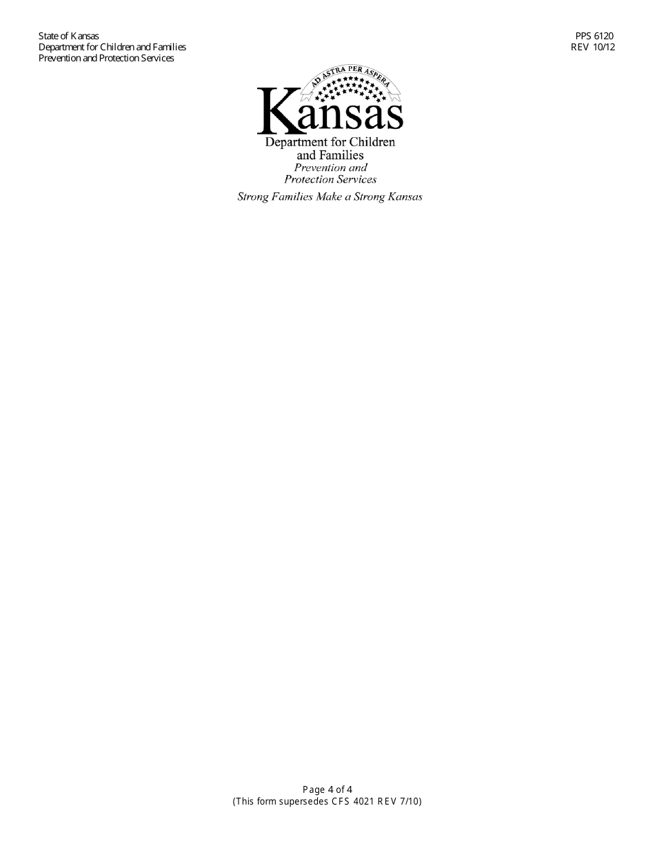 Form PPS6120 Application for Adoption Assistance Private Agency Placements - Kansas, Page 4