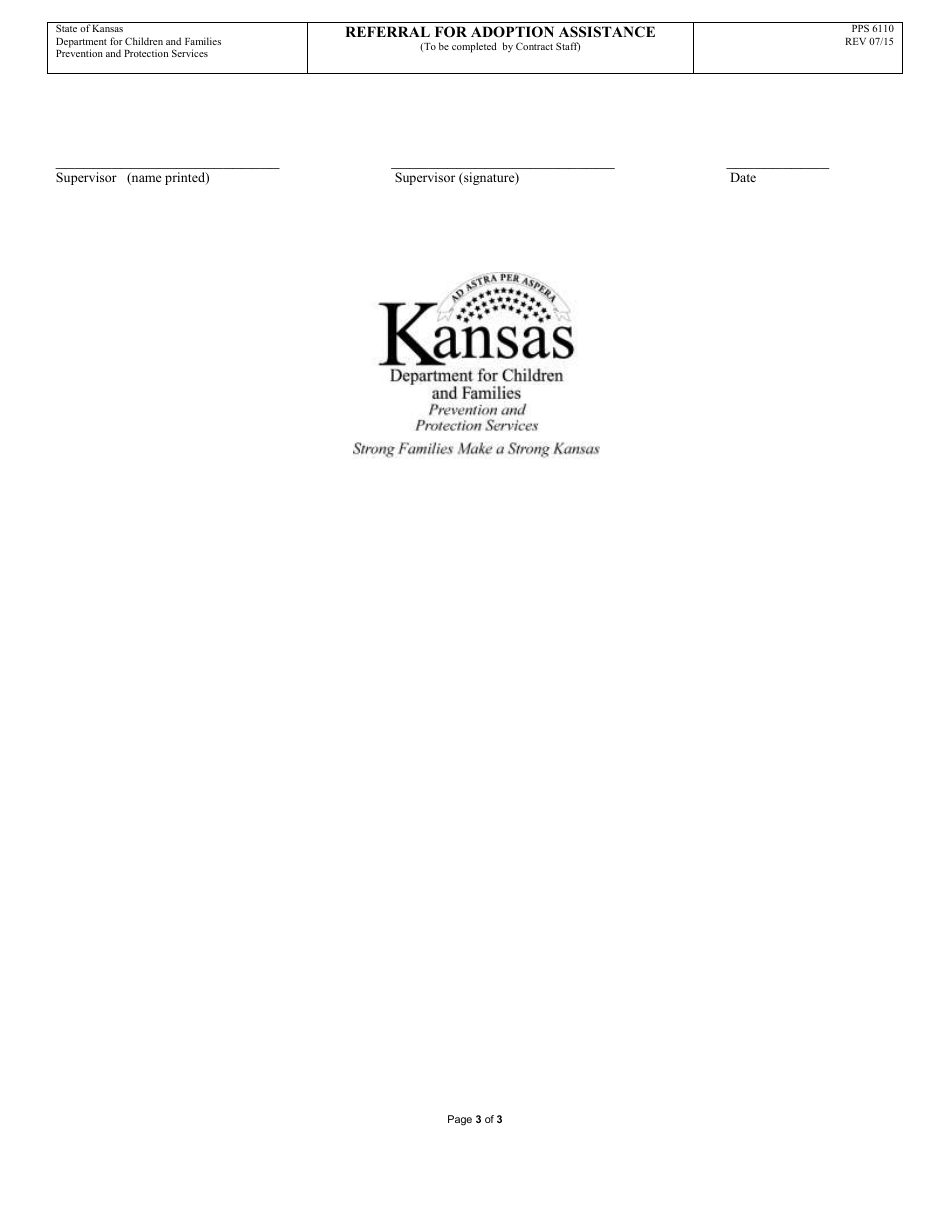 Form PPS6110 Referral for Adoption Assistance - Kansas, Page 3