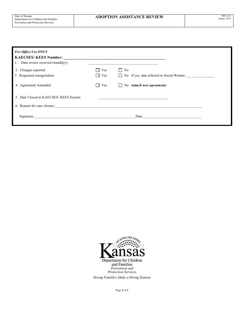 Form PPS6135 Adoption Assistance Review - Kansas, Page 3