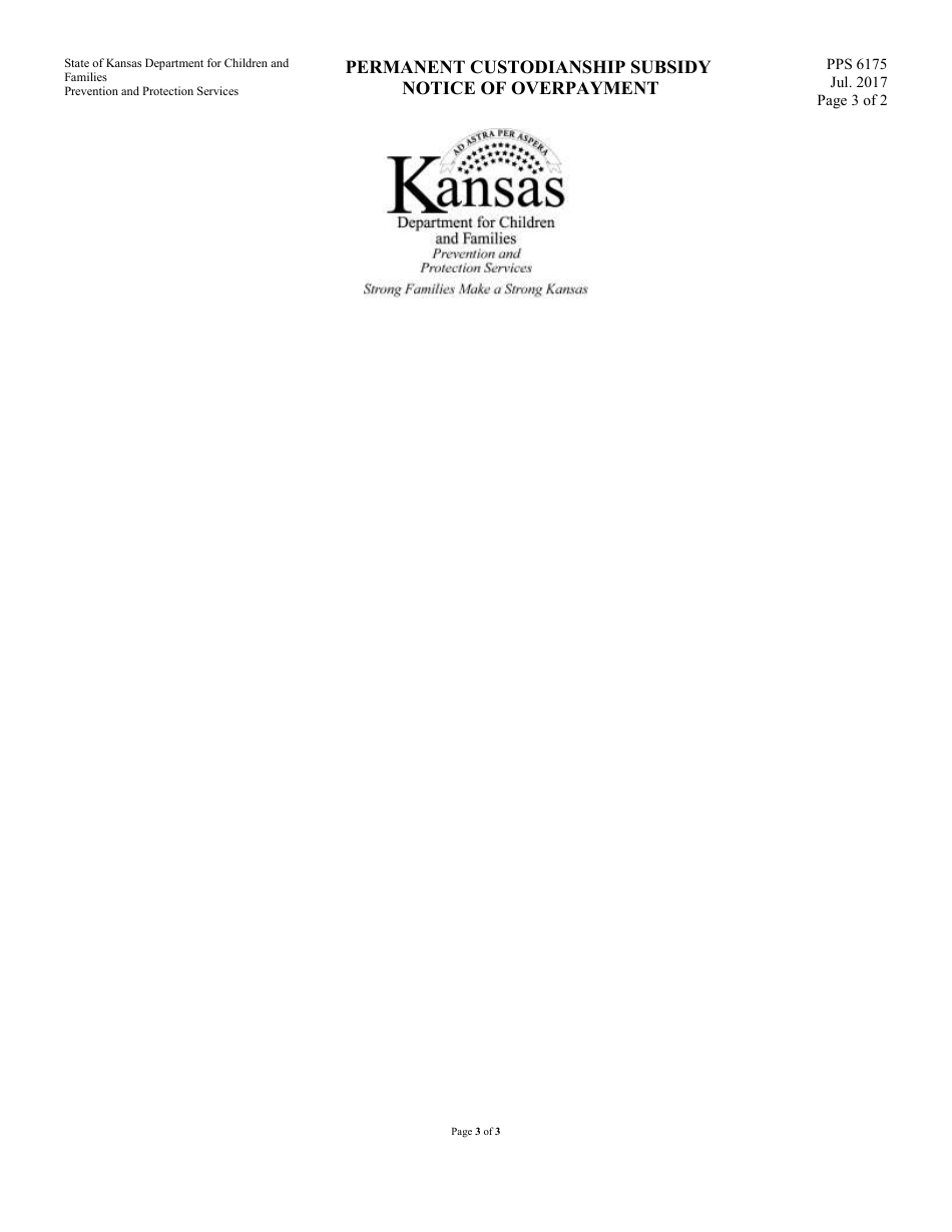 Form PPS6175 Permanent Custodianship Subsidy Notice of Overpayment - Kansas, Page 3