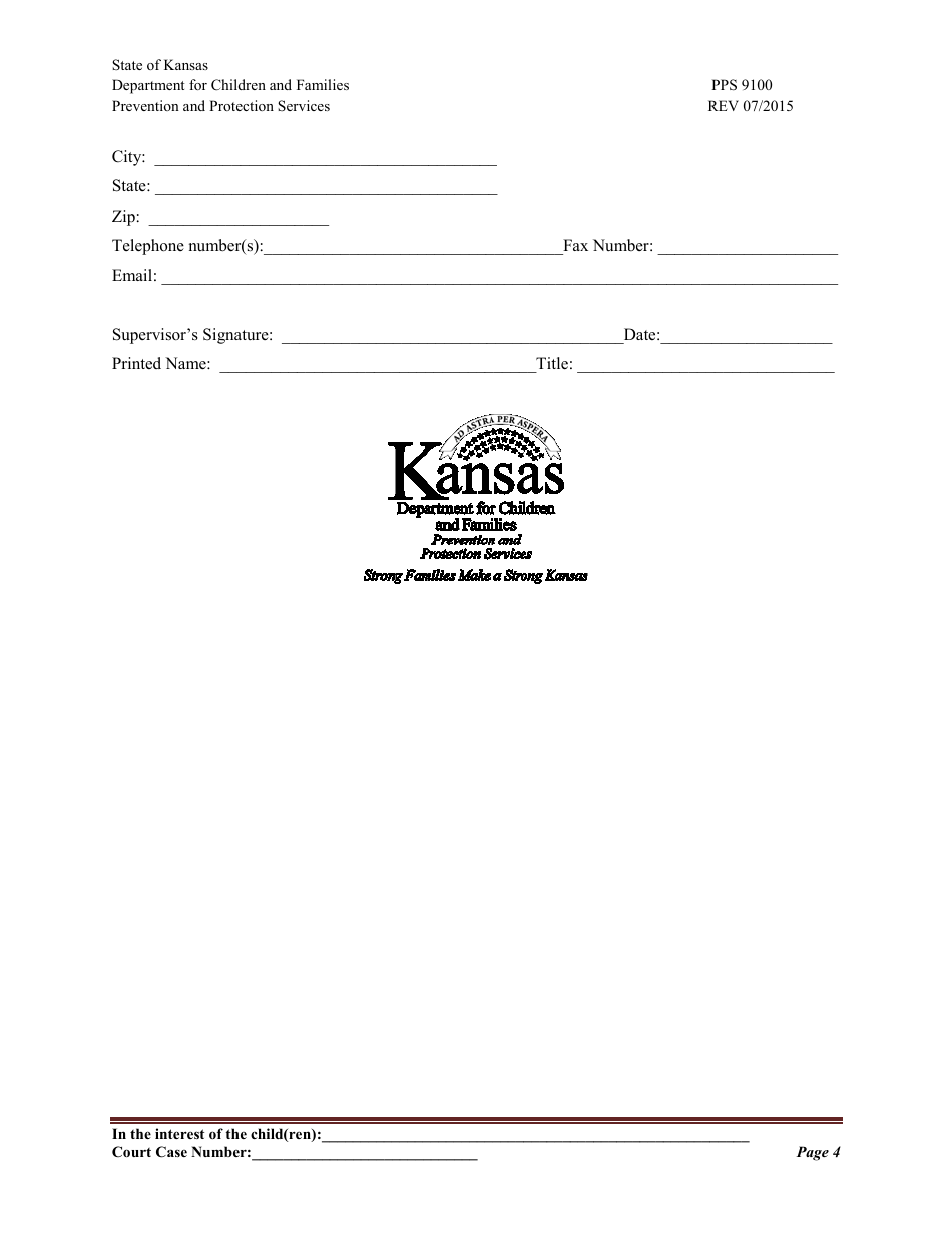 Form PPS9100 Statement of Case Manager Regarding Icpc Potential Placement - Kansas, Page 4