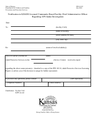 Document preview: Form PPS10125 Notification to Kdads Licensed Community Based Facility Chief Administrative Officer Regarding Aps Intake/Investigation - Kansas