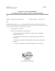 Document preview: Form PPS10130 Notice of Action to Reporters of Suspected Adult Abuse, Neglect, or Exploitation - Kansas