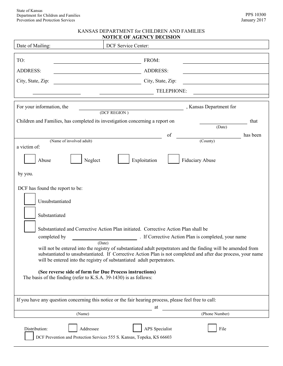 Form PPS10300 Notice of Agency Decision - Kansas, Page 1