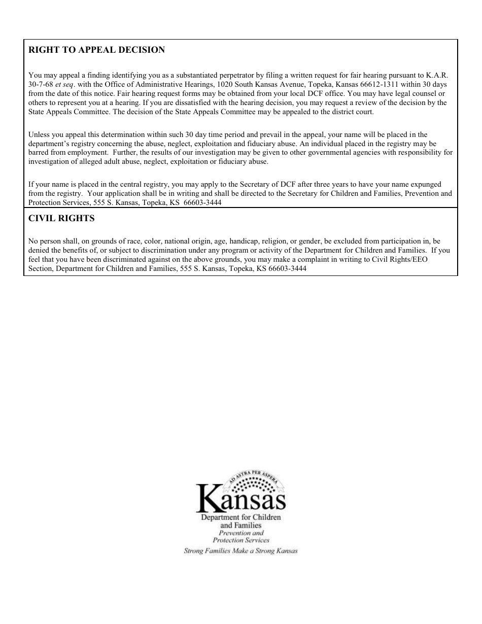 Form PPS10300 Notice of Agency Decision - Kansas, Page 2