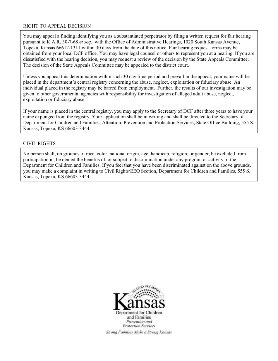 Form PPS10315 Notice of Termination of Corrective Action - Kansas, Page 2