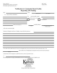 Document preview: Form PPS10340 Notification to Community Based Facility Regarding Aps Finding - Kansas