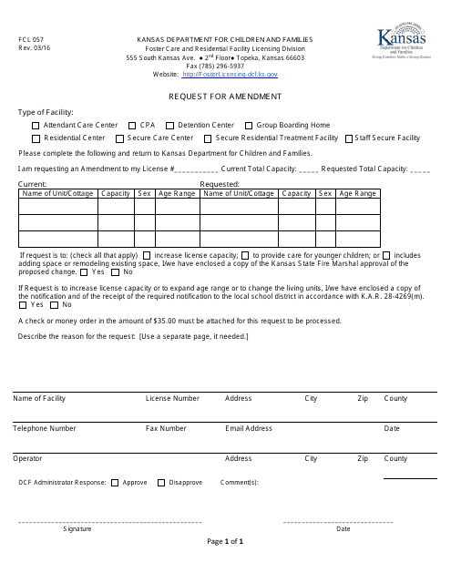 Form FCL057  Printable Pdf