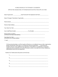 Operating Managing Veterinarian Registration Application Form - Kansas