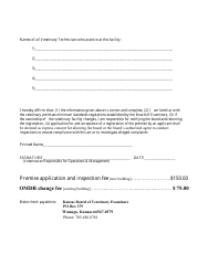 Operating Managing Veterinarian Registration Application Form - Kansas, Page 2