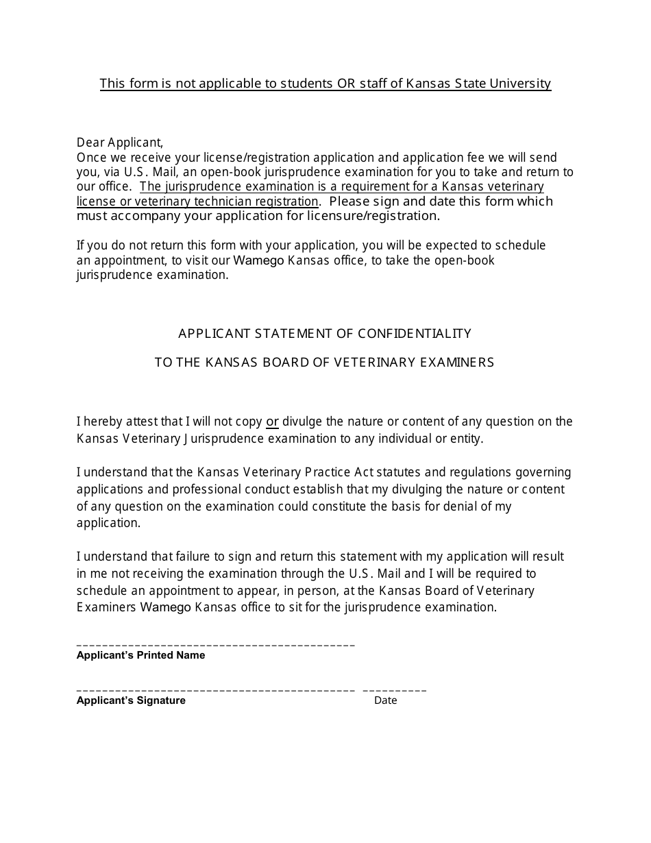 Application for Kansas Veterinary Technician Registration - Kansas, Page 3