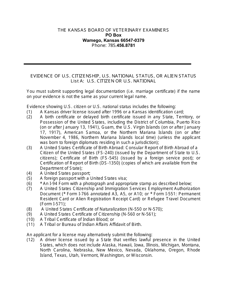 Application for Kansas Veterinary Technician Registration - Kansas, Page 7