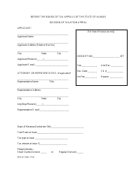 Form BTA-DT Division of Taxation Appeal - Kansas