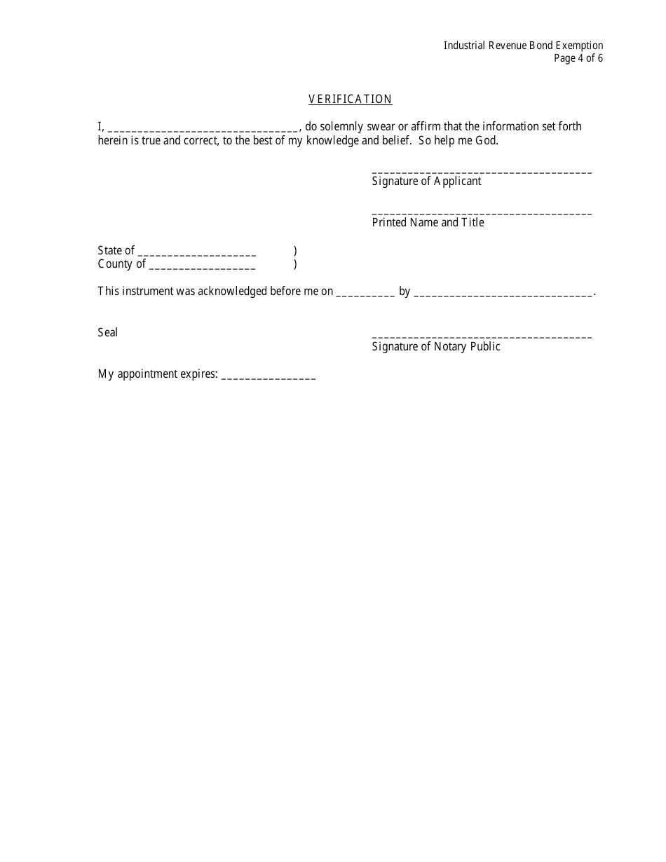 Form BTA-IRBX Industrial Revenue Bond Exemption - Kansas, Page 4