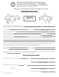 Form KYSV-102 Application for Registration - Brand and Marks of Livestock - Kentucky
