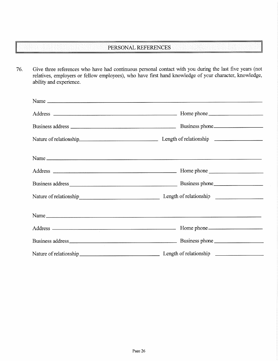 Judicial and Gubernatorial Background Information Form - Kansas, Page 26