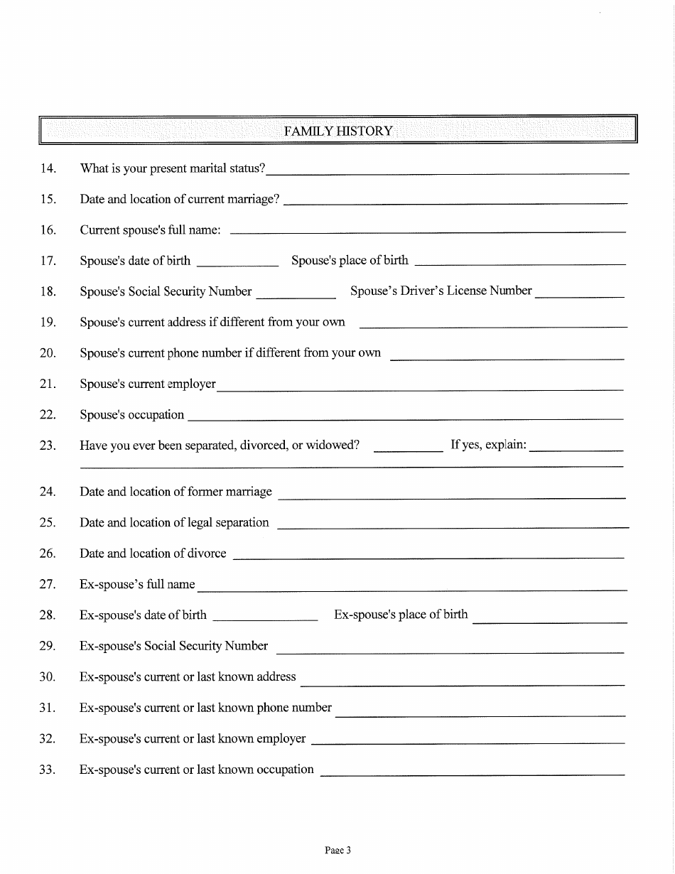 Judicial and Gubernatorial Background Information Form - Kansas, Page 3