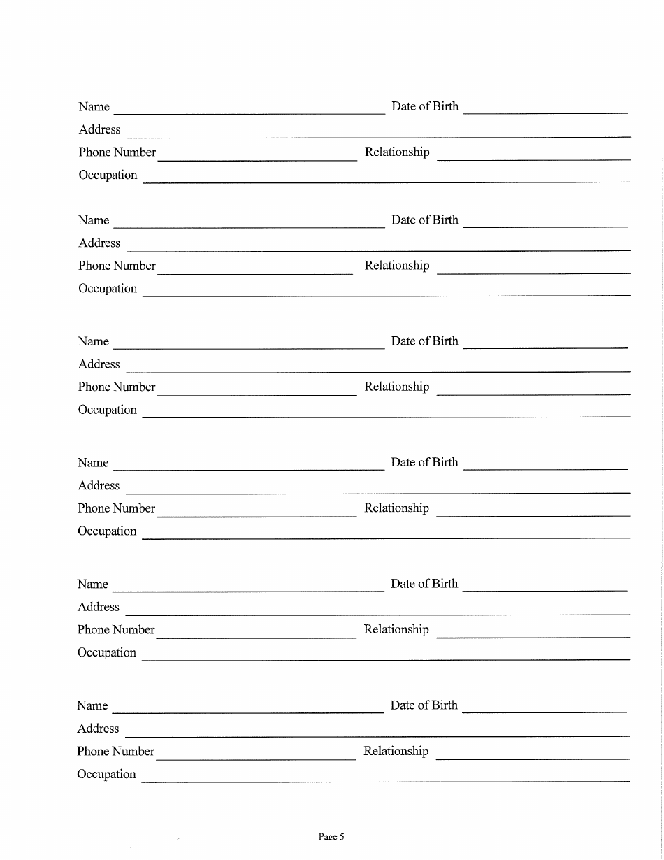 Judicial and Gubernatorial Background Information Form - Kansas, Page 5