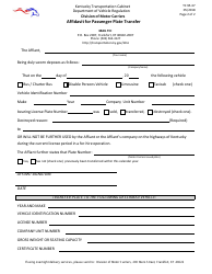 Form TC95-37 Affidavit for Passenger Plate Transfer - Kentucky, Page 2