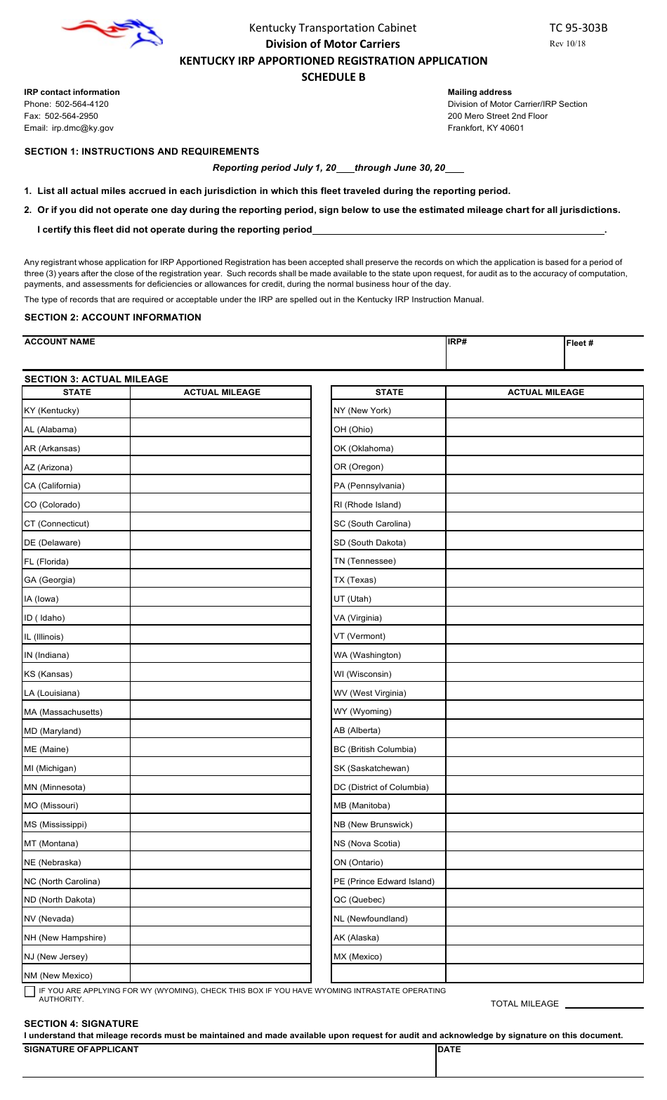 Form TC95-303B Schedule B - Fill Out, Sign Online and Download ...