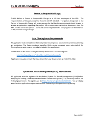 Instructions for Form TC20-24 Congestion Mitigation Air Quality (Cmaq) Program Application - Kentucky, Page 3