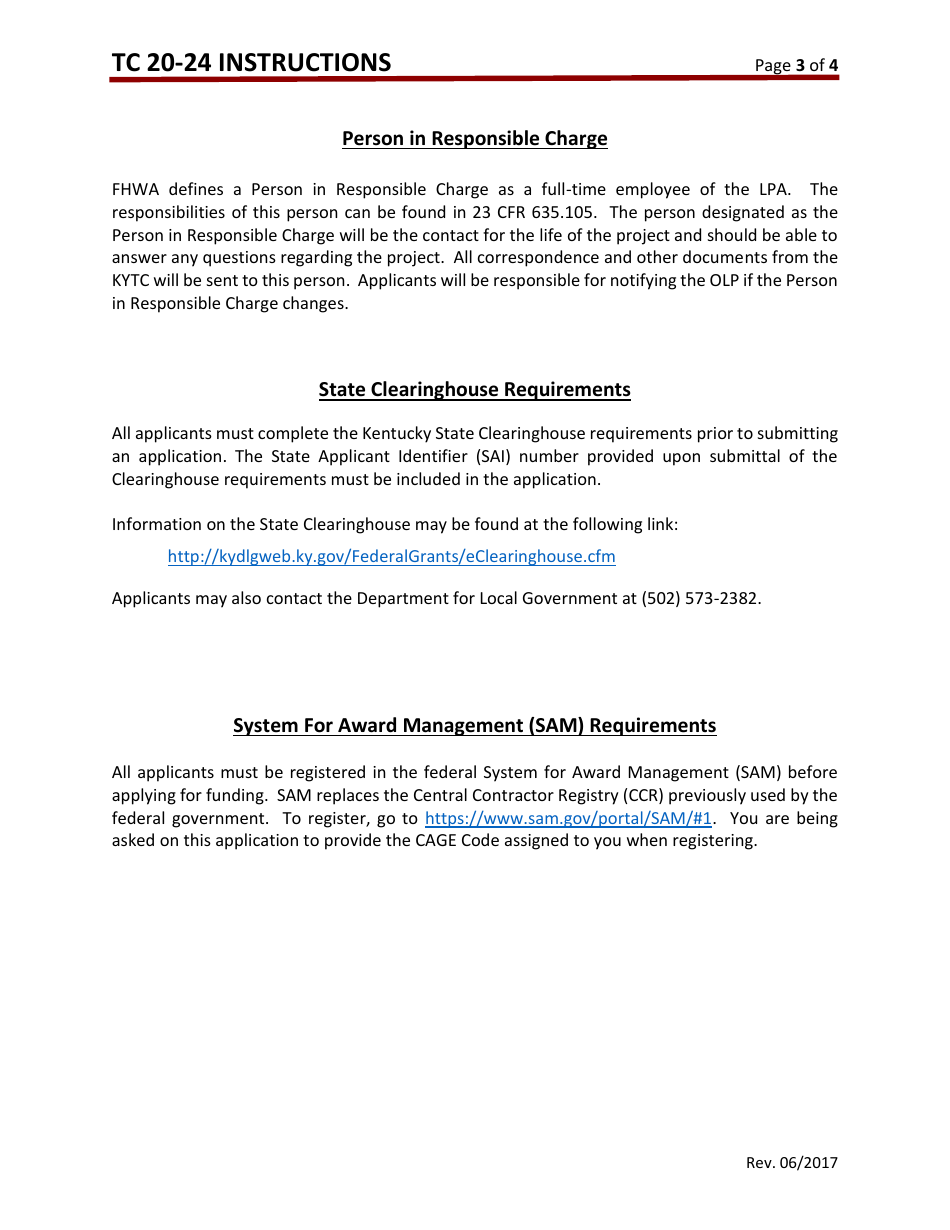 Instructions for Form TC20-24 Congestion Mitigation Air Quality (Cmaq) Program Application - Kentucky, Page 3