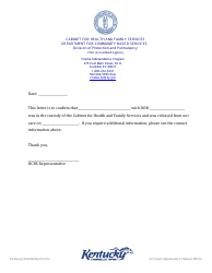 Document preview: Commitment Verification Letter - Kentucky