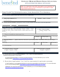 Kentucky Medicaid Waiver Intake Application Form - Kentucky, Page 2