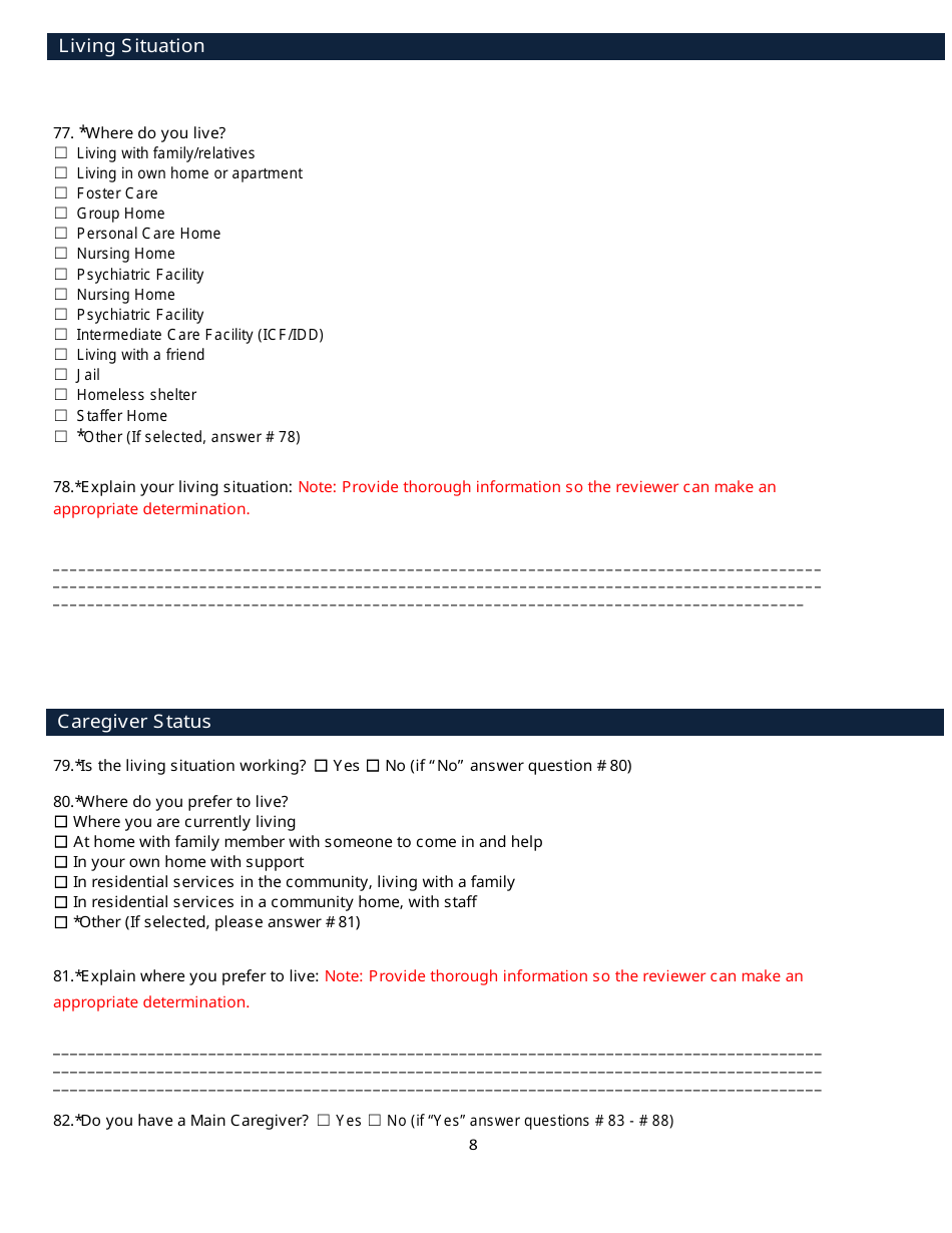 Kentucky Medicaid Waiver Intake Application Form - Kentucky, Page 8