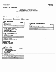 Form DCBS-1262A Title IV-E Eligibility Financial Budget - Kentucky